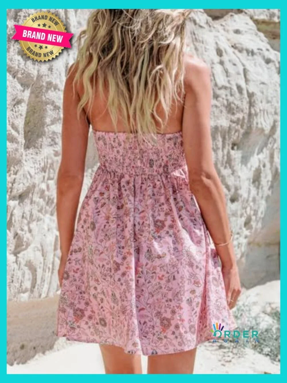 Backless Halter Mini Sundress Ruffle Plunge V Neck Boho Beach Party Sleeveless